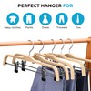 JS HANGER Wooden Pant Hangers, 16-Pack Light Weight Wood Skirt