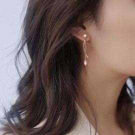 FH.bird Tanzanite Earrings, Women's Popular, Dangling, Elegant Line, Chain Earrings, Hypoallergenic to Metal, 925 Silver, Swaying, December Birthstone, Summer, Elegant, Everyday Use, Christmas,