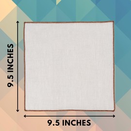 Set of 3 Linen Pocket Square with Colorful Embroidered Edge for Men Blazers, suits (Off white)