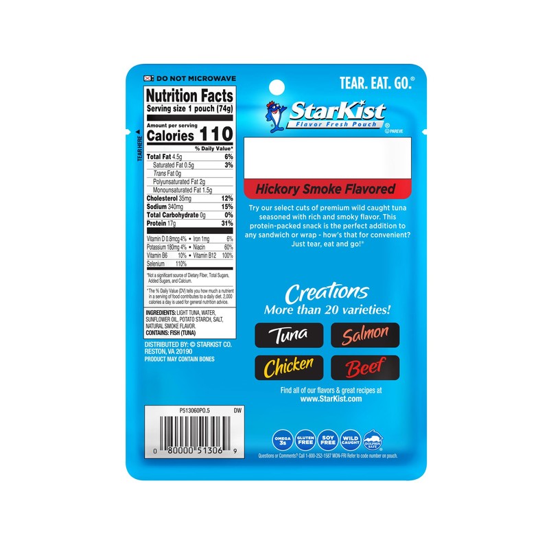 StarKist Tuna Creations Hickory Smoked, 2.6 oz Pouch (24 Pack)