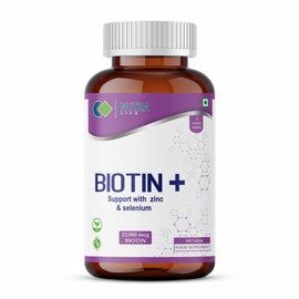 NUTRA lIFE Biotin with Zinc & Selenium Tablets - Thicker Hair and Fuller Beard - Faster Nail Growth - Healthy Skin - for Men or Women - Max Strength Hair Vitamins -12000 mcg X 180 Tablets