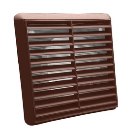 Kair Brown Louvred Wall Vent Grille 155mm External Dimension with Flyscreen and Round 125mm - 5 inch Rear Spigot