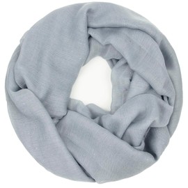 Gloop 01122-01123-P Women's Elegant Plain Loop Scarf, Tube Scarf, Plain Colour, Lightweight Tube Scarf, Light grey with glitter 01123a17
