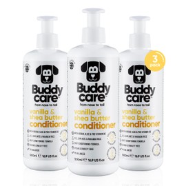 Buddycare Vanille Shea Butter Hundespülung 500 ml x3 Welpenspülung mit Vanille und Sheabutter mit Aloe Vera und Provitamin B5