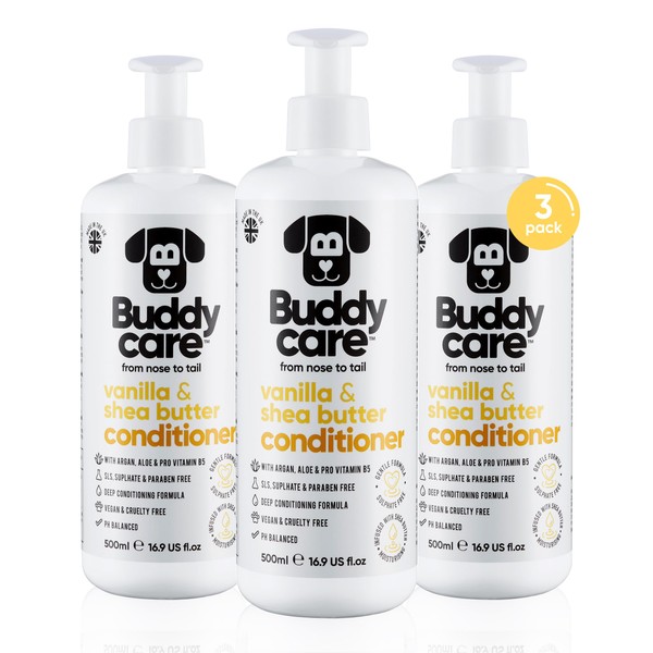 Buddycare Vanille Shea Butter Hundespülung 500 ml x3 Welpenspülung mit
