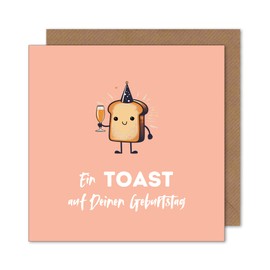Premium Happy Birthday Birthday Card Toast Square with Envelope - Funny Card for Women, Children, Friends & Family