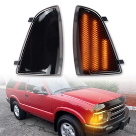ZDEERAOTO LED Front Headlight Side Marker Light Amber Turn Signal Lamp Kit for Chevy Blazer S10 1994-1997,Smoked Lens Side Bumper Marker Lamps,OEM Part Number: ‎‎GM2551140, GM2550140, 2pcs (Smoked)