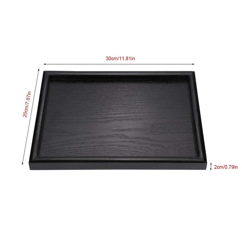 Wooden Tea Tray,Rectangular Black Solid Wood Tea Coffee Snack Fruit