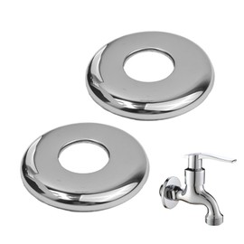 2 Pack 26mm G3/4 Chrome Shower Pipe Cover Round Escutcheon Plate Collars High Collar Steel Tap Hole Concealers for 26mm Diameter Pipe Bathroom & Kitchen (70mm OD, 8mm Height) Silver