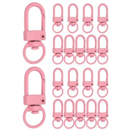 PATIKIL Metal Lobster Claw Clasps, 20 Pack Swivel Lanyards Trigger Snap Hooks Keychain Clips with Key Rings for Making Bags Purses Straps DIY Crafts Necklace Findings, Pink