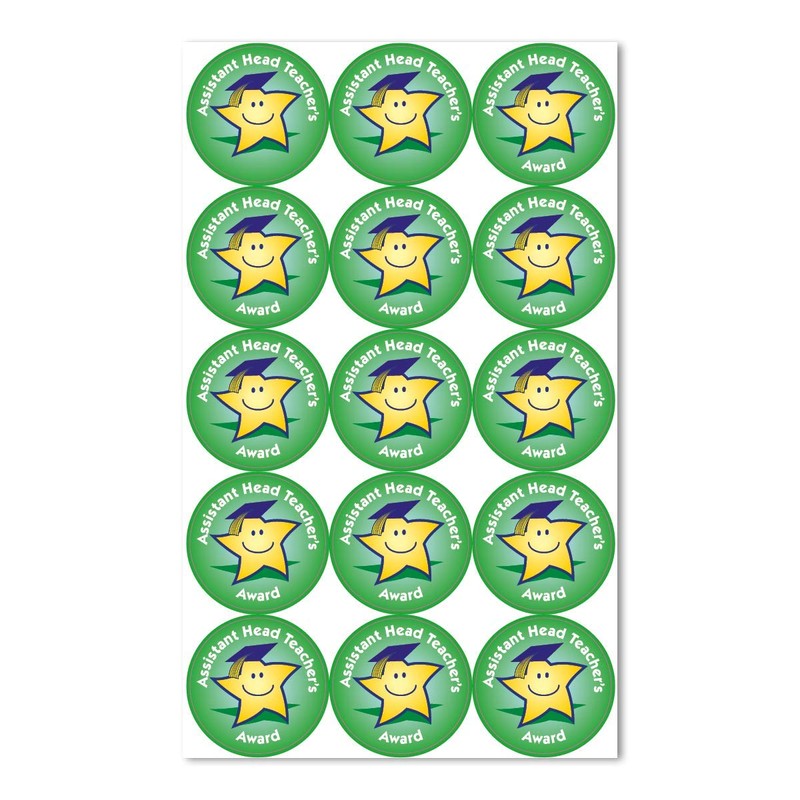 Cute Star stickers with an 'Assistant head teacher's award' Message