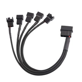 4-Pin Molex to 5x 3-Pin / 4-Pin PMW 12V PC Case Fan Power Supply Cable, 3-Pin or 4-Pin (PWM Plug) to Molex Computer Cooler Cooling Fan Splitter Y Power Cable