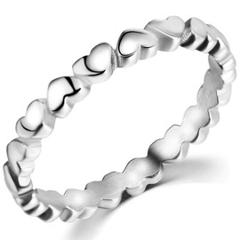 Jude Jewelers Stainless Steel Heart Shaped Classical Simple Plain Stacking Wedding Band Promise Ring (Silver, 6.5)