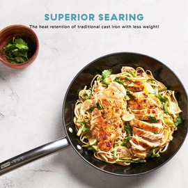 DASH Delish 10" Lightweight Cast Iron Pan for Pancakes, sauces, vegetables, pasta, and more - Blue