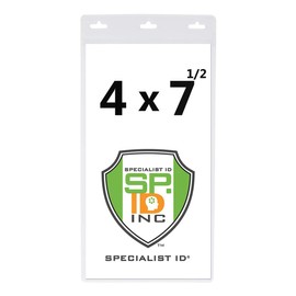 Vertical Oversize 4X7 Inch - Vinyl Large Credential or Ticket Holder for Pit Passes and Special Events (4 x 7 1/2 Insert) by Specialist ID