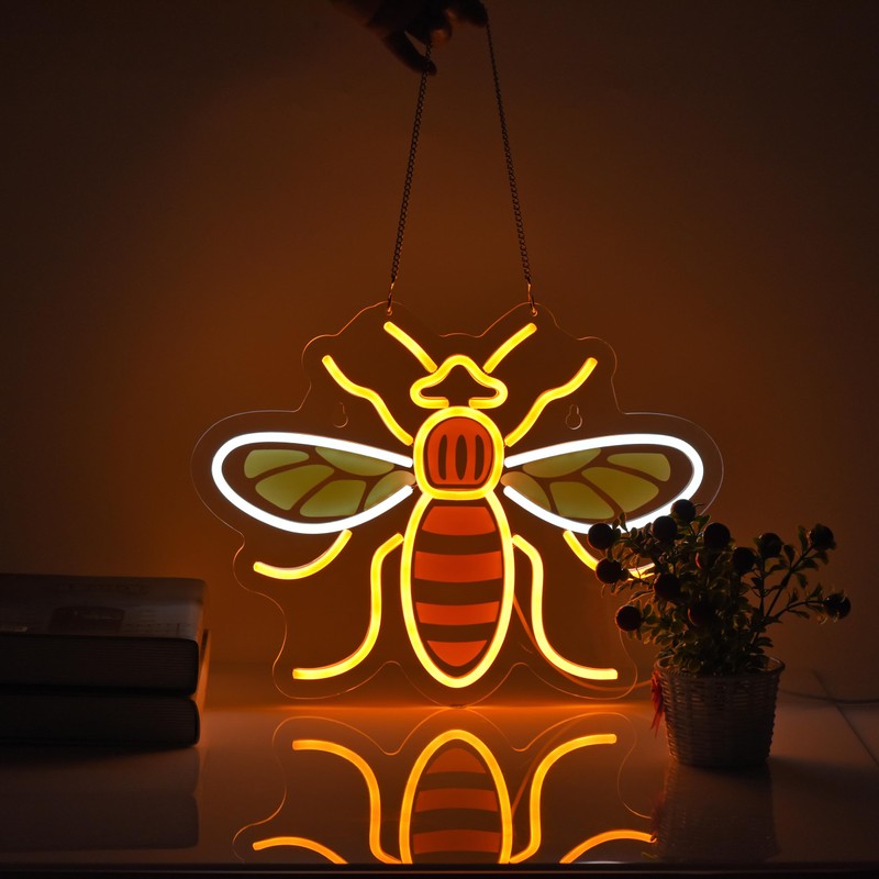 Bee Neon Sign for Wall Décor with Dimmable Switch LED