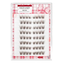 Brown Self Adhesive Eyelashes Clusters Press On 64 Eyelash LASGOOS Natural BB Curl 3D Lash Individual 8-12mm Pre-Glued Fluffy DIY Eyelash Extensions L