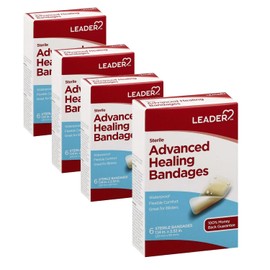 Leader Adhesive Bandages Advanced Healing, Large One Size, 6 Count - Waterproof and Flexible - 4 Pack