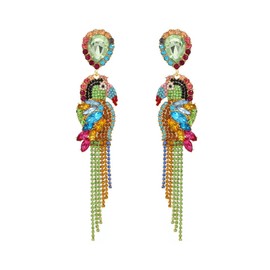 Parrot Earrings for Women, Cute Bird Parrot Tassel Earrings for Girls, Beaded Parrot Dangle Earrings Hypoallergenic, Tropical Parrot Animal Bohemian Drop Earrings, Parrot Teardrop Earrings Studs