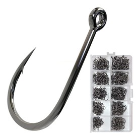 ANCLLO 10 Size Stainless Steel Saltwater Fishing Hooks - 500pcs Hooks Forged Long Shank J Fishing Hooks Extra Strong Metal Fish Hooks Size 2#-12#