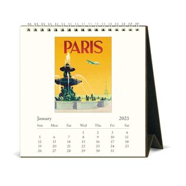 Cavallini 2025 Vintage Paris Maps Easel Desk Calendar, 6 x 6.5 Inches, 12 Month Page-A-Month Standing Desk Calendar, Vintage-style Parisian Map Illustrations, Small and Cute Desktop Flip Calendar 2025