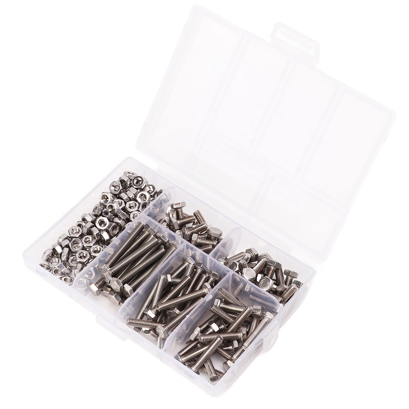 200PCS Hex Bolts Screw 304 Stainless Steel Anti Oxidation Metric