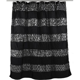 Popular Bath Sinatra Black Collection, 70" x 72" Bathroom Shower Curtain