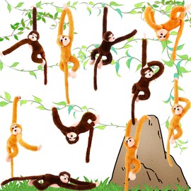 Kugliwa 10 Pcs 24 inch Hanging Monkey Stuffed Animal Plush Monkey Soft Monkey Stuffed Animal for Animal Party Favor Decors Zoo Jungle Forest (Color Set 2 Dark Brown)