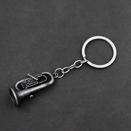 Elechobby Mini Saxophone Keychain 3 Color Metal Key Ring Musical Instrument Gift for Music Lovers (Silver02)