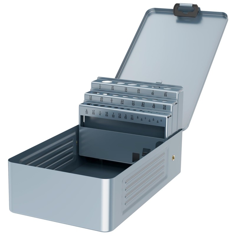 29PCS Drill Bit Index Box, Empty Metal Case (Excluding Drill