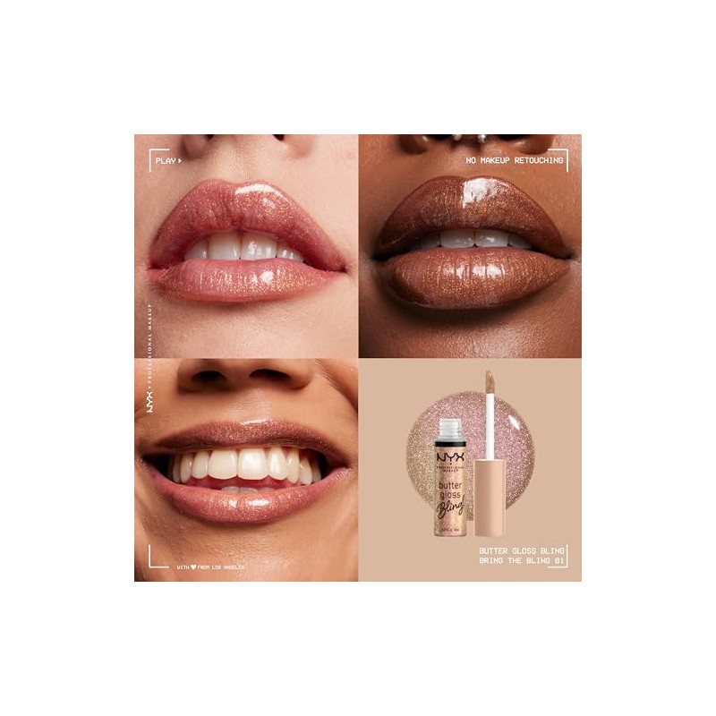 NYX PROFESSIONAL MAKEUP Butter Gloss Bling Lip Gloss, Non Sticky
