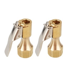 MAGIC MOTO 2 Pack Brass Tire Chuck, Open Flow Straight Lock-On Air Chuck with Clip for Inflator Gauge Compressor Accessories Tool for Vehicle