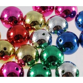 Platinum 24 Metallic Acrylic Silver Red Gold Blue Pink Green 16mm Round Bead Mix