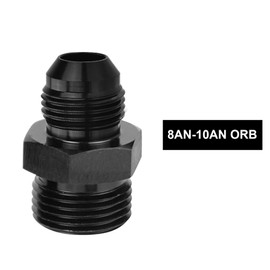 Dexepe 8AN Flare to 10AN ORB Male Fuel Rail Adapter Fitting Aluminum Fuel Line Hose Adapter Black Anodized Fuel System Fittings 2PCS