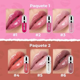 3 Lip Gloss Hidratante Labios Brillo Acido Hialuronico Labial Colores Naturales Labial No Pegajoso, Nutritivo y de Larga Duración Maquillaje Glossy (P