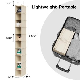 MAX Houser 10-Shelf Hanging Shoe Shelf Organizer, Hanging Shoe Storage for Closet (Beige)