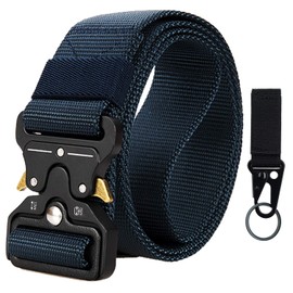 Cinturón Táctico Militar Correa de Cintura de Hombres, Cinturones Molle de Seguridad de Nailon Entrenamiento Cintos de Táctica con Hebilla de Metal Liberación Rápida para Policía al Aire Libre(Azul)