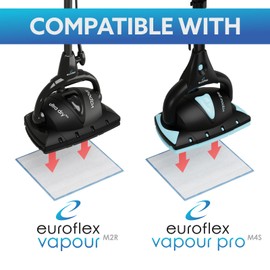 Euroflex Vapour EZ Glide Premium 3-Ply Microfiber Cleaning Pads; Replacement Pad Refill for M2R and M4S Steam Mops Super Absorbent; Reusable & Machine Washable 2 Pack