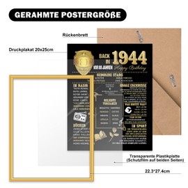 Benjia Geschenk 80 Geburtstag - Back in 1944 Goldener Rahmen Gerahmt Poster Germany - Frauen & Männer - Tischbild und Wand-Bild Aufsteller - Persönliches Jubiläum Geburtstagszeitung (20x25cm,Schwarz)