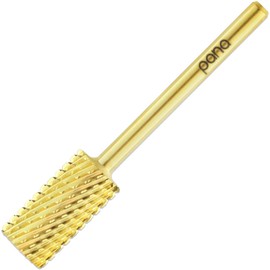 PANA Flat Top Large Barrel 3/32" Shank Size - (Gold, Extra Coarse Grit) - Fast remove Acrylic or Hard Gel Nail Drill Bit for Manicure Pedicure Salon Professional or Beginner