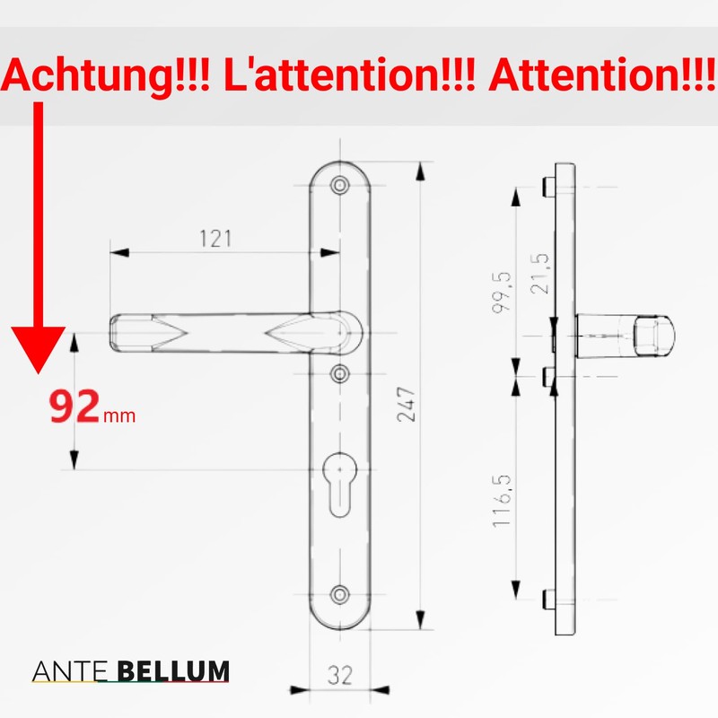 Ante bellum Front Door Handle for Outdoor Doors, Handle Set,