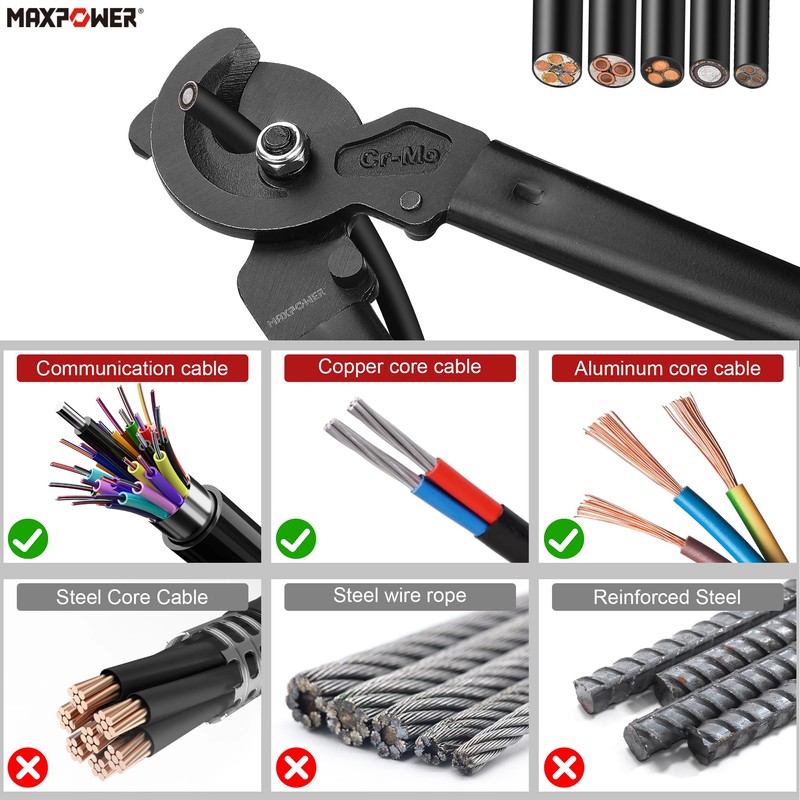 MAXPOWER Cable Cutters, 17-Inch Heavy Duty Cable Cutter for Cutting
