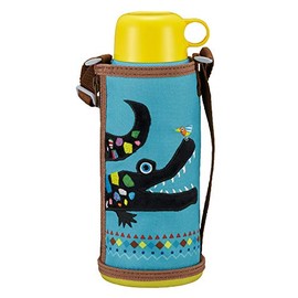 TIGER MBR-C08GAW Tiger Water Bottle, 28.7 fl oz (800 ml), Direct Drinking Cup, 2-Way Stainless Steel Bottle with Pouch, Sahara Korobock Crocodile