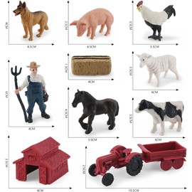 EKKONG 10 Pieces Farm Mini Decoration, Farm Animal Figures Toy, Plastic Farm Animal Figures, Farm Animals Toy for Children from 3 Years