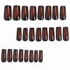 MERVF Long Square Press on Nails Red Aura Fake Nail