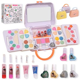 【Food and Drug Inspection Passed SPEYOU KIDS】 Children Makeup Set Makeup Box Additive-Free with Storage Case Mirror Kids Cosmetics Dresser Nails Lip Cheek Eyeshadow Makeup Set Elementary School Girl