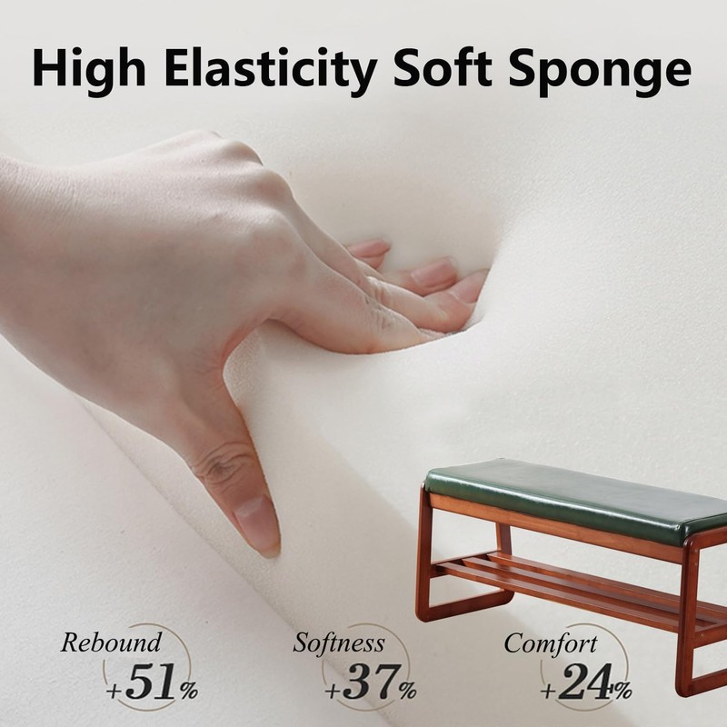 SOBIBO Solid Wood Shoe Bench, 2-Tier Wooden Entryway Bench, Modern