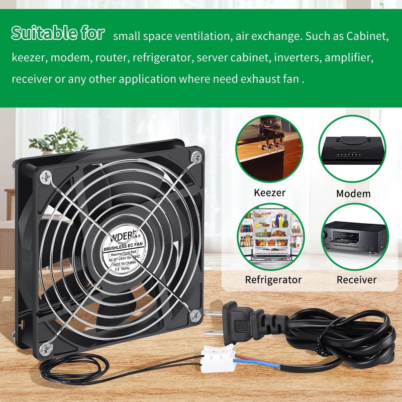 WDERAIR Small 120mm x 25mm EC 4 Inch Brushless Cooling
