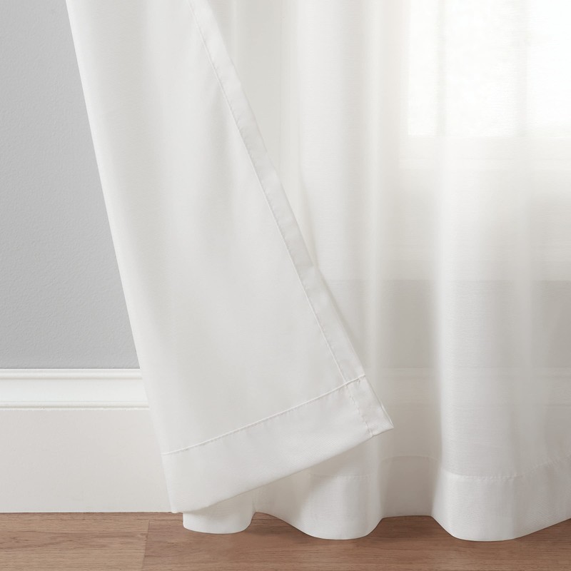 Eclipse Chelsea Modern Sheer Window Curtains, White, 52 x 108
