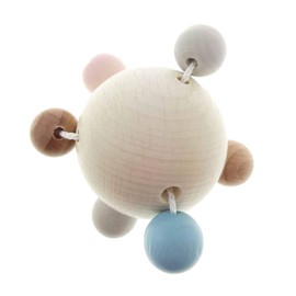 Hess Holzspielzeug 11125 Wooden Rattle Ball Shape from 3 Months Approx. 6 x 6 x 6 cm Gift for Birth or Christening Multi-Coloured 50 g